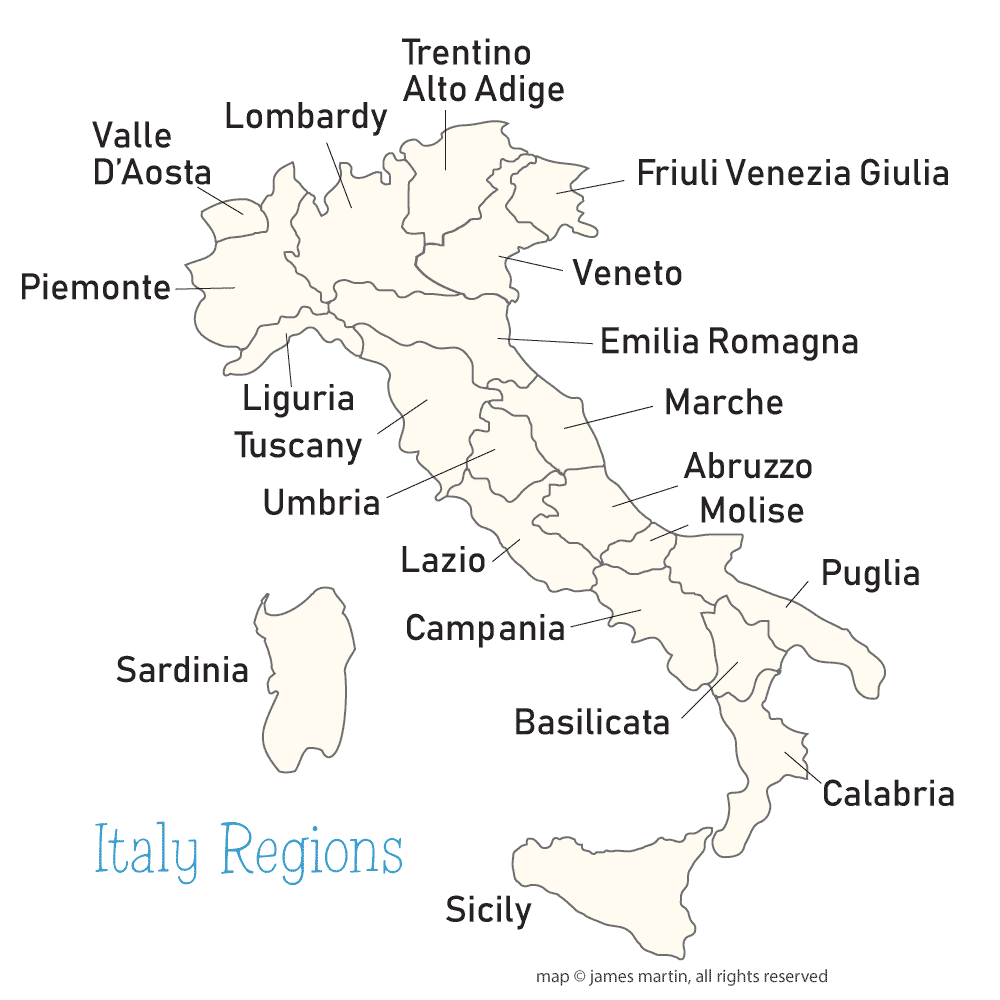 map of italy with regions Italy Regions Map Wandering Italy map of italy with regions
